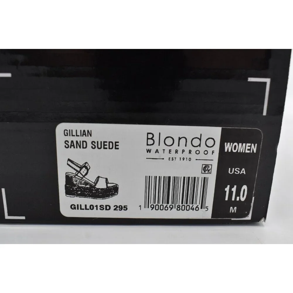 Blondo Womens Size 11 Gillian Sand Suede Strappy‎ Espadrille Wedge Sandals